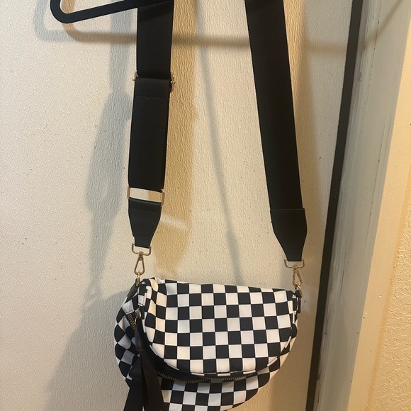 Checkered Black and White Crossbody Bag - Picture 2 of 7